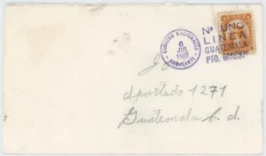 Guatemala 1962 Domestic Cover w/AMBULANCE No UNO LINEA GUATEMALA PTO. BARRIOS - Picture 1 of 2