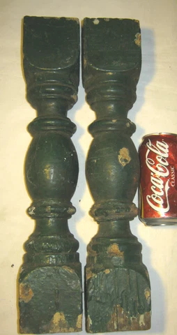 2 ANTIQUE ARCHITECTURAL COUNTRY WOOD HOME GARDEN ART BALUSTER POST CANDLE STICK Cover