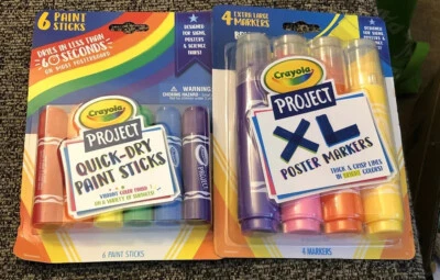 Lot 2 Pack Crayola Project 4 XL Poster Markers  Classic&  6 Paint Quick Dry New - Image 1 of 4