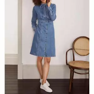 Boden Denim Elspeth Shirt Dress-Blue -Size 12P wo660-RRP @ £90-DEN1 - Picture 1 of 4