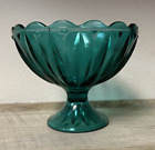 Vintage Dark Turquoise Glass Candy Dish