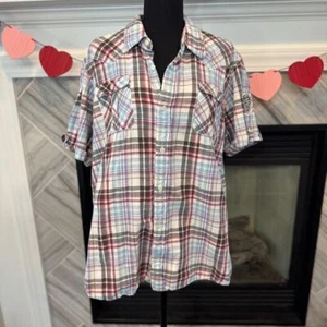 Camisa Hilfiger Denim A Cuadros Manga Corta Abotonada Estilo Occidental Informal Verano - Imagen 1 de 6