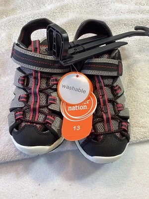 Sandalia Wonder Nation Punta Cerrada Negra y Gris [Niño Talla 13] N W T Foto 1 de 4