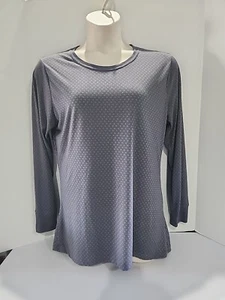 Carhartt Scrubs Under Shirt Womens Large Gray Polka Dot Performance Long Sleeve  - Picture 1 of 8