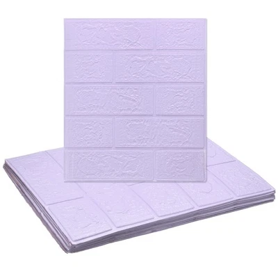 10 paneles de pared 3D pelar y pegar diseño de ladrillo de 13,8"x15,2", púrpura claro Foto 1 de 4