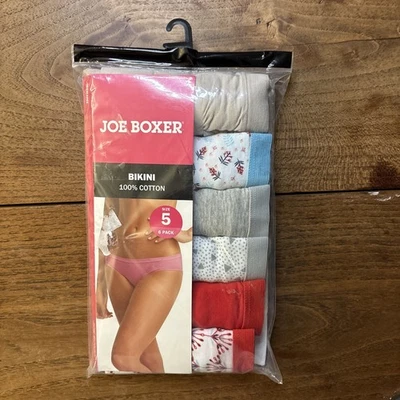 Ropa interior para mujer Joe Boxer bikini bragas paquete de 6 algodón talla 5 Foto 1 de 4
