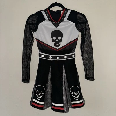 Fear Squad Cheerleader Halloween Costume Girl Medium 8-10 Cosplay Dress-Up Skull - Image 1 of 4
