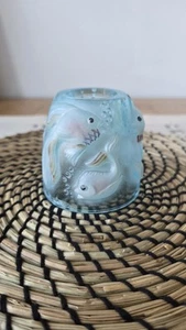 Vtg Fenton Atlantis Koi Fish Nautical Painted Candle Holder Signed - Top Only - Picture 1 of 13