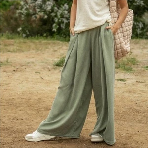Bohme Katie Pantaloni Tencel Relaxed Extra Larghi Gamba Oliva Pull On Donna Medium - Foto 1 di 13