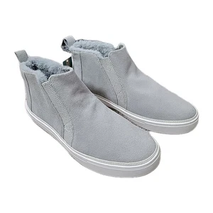 TOMS Bryce•Grey Suede/Faux Fur•Women's Sz 10 Slip-On Ankle Bootie/Sneaker•NWT - Picture 1 of 9