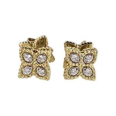 Aretes Roberto Coin Princesa Flor Diamante 18k Foto 1 de 4