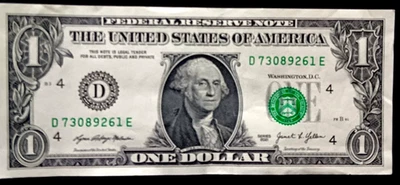 $1 Bill Broken Ladder Serial Number with a Lowered Shift Overprint - Image 1 of 2