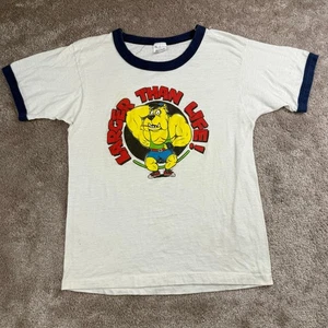 Vintage Larger Than Life Dog Muscle T-shirt Size XL Child Rebel Gymrat Ringer - Picture 1 of 4
