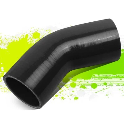 2.5" 45 DEGREE ÁNGULO 4 CAPAS MANGUERA SILICONA NEGRA ADMISIÓN DE AIRE/ACOPLADOR TUBO TURBO Foto 1 de 4