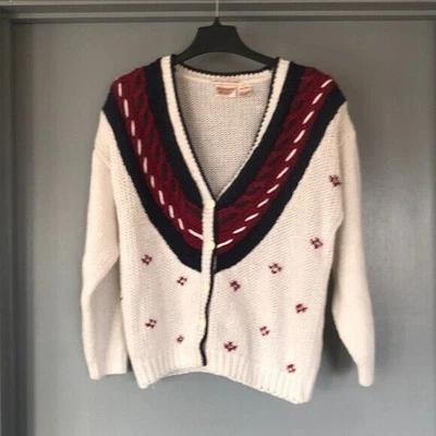 Cárdigan Suéter Vintage Huntington Ridge Talla M Tejido a Mano Manga Larga Cuello en V  Foto 1 de 4