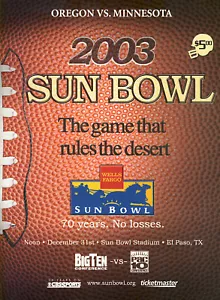 2003 Sun Bowl Program Minnesota 31 Oregon 30 - Picture 1 of 1
