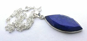 Cadena gargantilla colgante de plata de ley de 1 9/10 pulgadas marquesa lapislázuli cadena  - Imagen 1 de 2