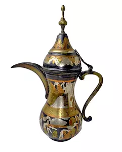 Vintage Brass Arabic Egyptian Dallah Coffee Pot 11”H Rare EUC - Picture 1 of 24