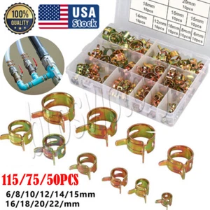115/75/50x Hose Clamps Assortment Kit Steel Spring Clip Water Fuel Tube Air Pipe - Picture 1 of 24