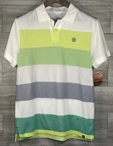 Nike Pinwheel Circularity Logo Polo Manga Corta Camisa Verde Rayas Para Hombres L Nuevo con Etiquetas - Imagen 1 de 8