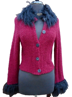 AMELIA WILLIAMS Indie Mouton Cordero Mongol Lana Piel Chaqueta Suéter Cárdigan L Foto 1 de 4