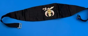 Masonic Shriner Cummerbund Black with Elegant Stone Design - Picture 1 of 4
