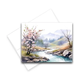 12 All Occasion Notecard Blank with Envelopes Greeting Cards - Spring River - Picture 1 of 2