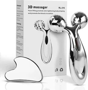 Leiwo Set di Rulli in Acciaio Inox Gua Sha e Viso, Strumento Viso per Sculptin Viso - Foto 1 di 12