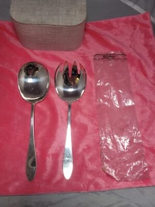 REED & BARTON Super Silver Serving Spoon & Serving Fork in Original Sleeves - Picture 1 of 5