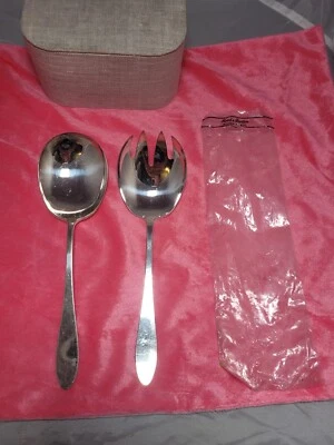 REED & BARTON Super Silver Serving Spoon & Serving Fork in Original Sleeves - Image 1 of 4