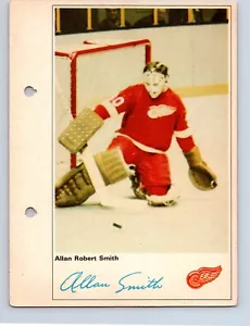 VINTAGE HOCKEY PHOTO 1970 SUN LIFE ACTION PLAYERS DETROIT GOALIE ALLAN SMITH - Foto 1 di 2