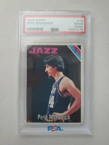 Pete Maravich 1975 TOPPS BASKETBALL CARD #75 - PSA 2 (MK) - Jazz - Picture 1 of 2