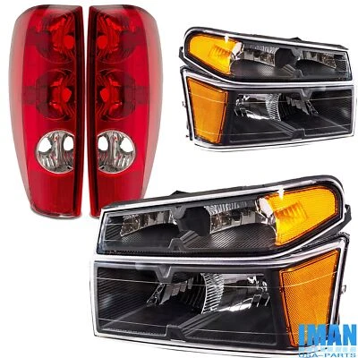 Black Housing Headlights + Tail light For Chevy Colorado GMC Canyon 2004-2012 - Image 1 of 4