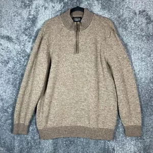 Pendleton Sweater Mens Large Beige Shetland Wool 1/4 Zip Preppy Grandpa - Picture 1 of 8