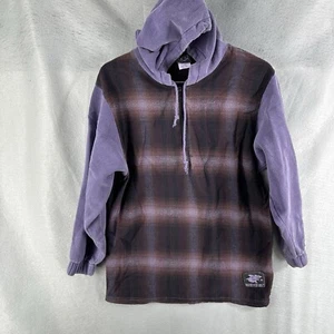Vintage Maui & Sons Mens L Hoodie Logo 1/4 Zip Long Sleeve Plaid Pullover y2k - Picture 1 of 11