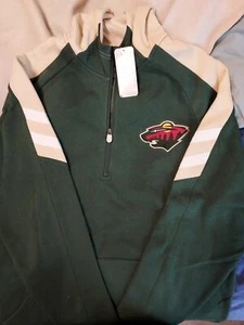 New Minnesota Wild 1/4 Zip Pullover Hoodie Sweatshirt Size L!! - Picture 1 of 3