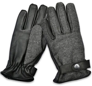 MEN'S WINTER GLOVES REAL LEATHER WOOL & FLEECE LINED WARMING MEN DRESS FASHION - Picture 1 of 4