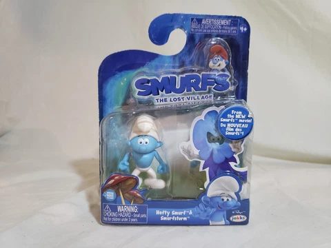Smurfs The Lost Village Movie 2 figures Clumsy Smurf & Smurflily New And Sealed Cover