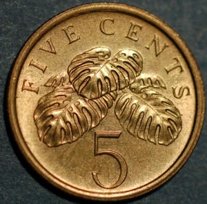 Singapore 5 Cents ribbon upwards 1986 KM# 50 - Picture 1 of 2