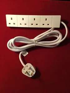 PL09182 4 gang 3 metre extension lead white - Picture 1 of 3