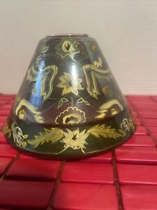 BeautifulVintage Yankee Candle Shade Hand Painted Leaf Floral Glass