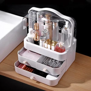 Large Cosmetic Skincare Organiser Tabletop Make-Up Storage Case 3 Drawers Box - Picture 1 of 24