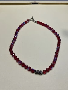Halskette 16 Zoll rot irisierende Perlen - Bild 1 von 3