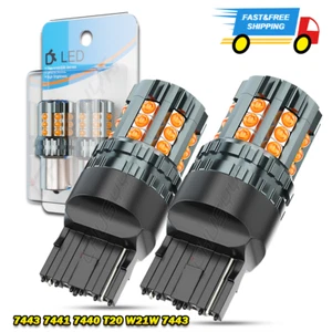No Hyper Flash 7443 7444NA LED Turn Signal Parking Lights Bulbs +A - Picture 1 of 12