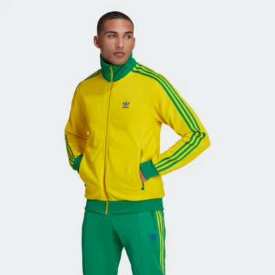 Adidas Men Medium Beckenbauer Nations Track Jacket Yellow Green Brazil HK7410 - Image 1 of 4
