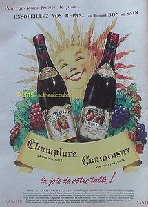PUBLICITE VIN CHAMPLURE CRAMOISAY RAISIN SOLEIL DE 1960 FRENCH AD PUB VINTAGE - Picture 1 of 1
