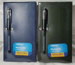 (2) Caliber Hardcover Memo Pads ~400 Sheets Each ~4.3 in X 7.8 in~Blue & Green - Picture 1 of 10