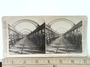 Grande ponte sul fiume arancione vista stereo sottobosco e sottobosco 1900 - Foto 1 di 2