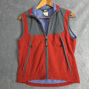 REI Women's Red Fleece Vest S - Mock Neck, Outdoor Pockets - Picture 1 of 10