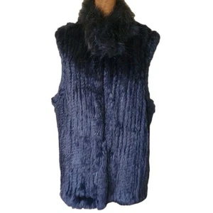Conrad Luxury Vest Size M Black Rabbit Fur Raccoon Black Designer Whimsigoth - Picture 1 of 9